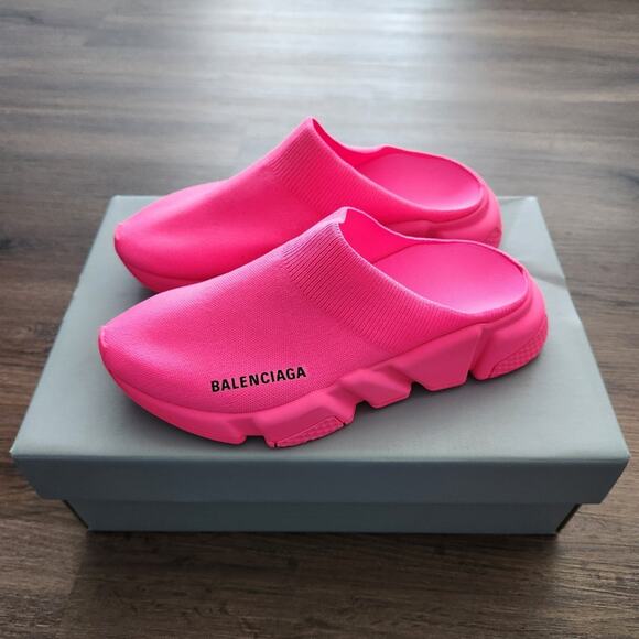 Authentic Balenciaga Speed Mule Sneakers Neon Pink 36EU 6US‎ - Picture 1 of 10